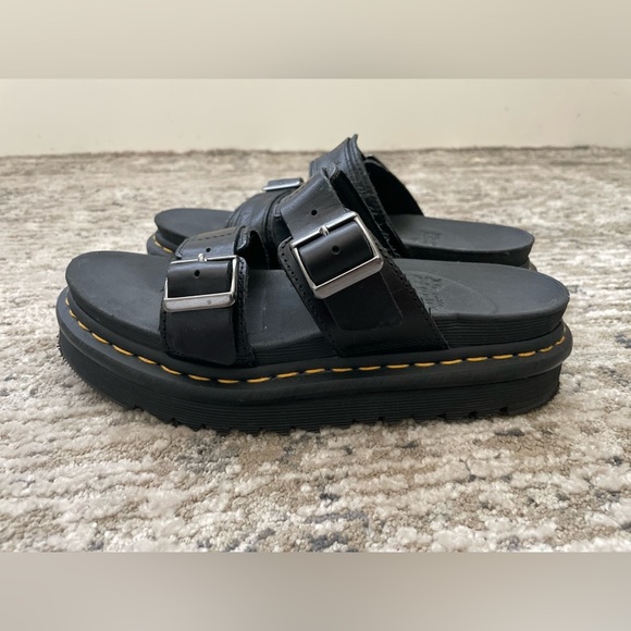 Dr. Doc Martens Myles Black Leather Platform‎ Sandals Womens Size 7 AW004 - Picture 5 of 8